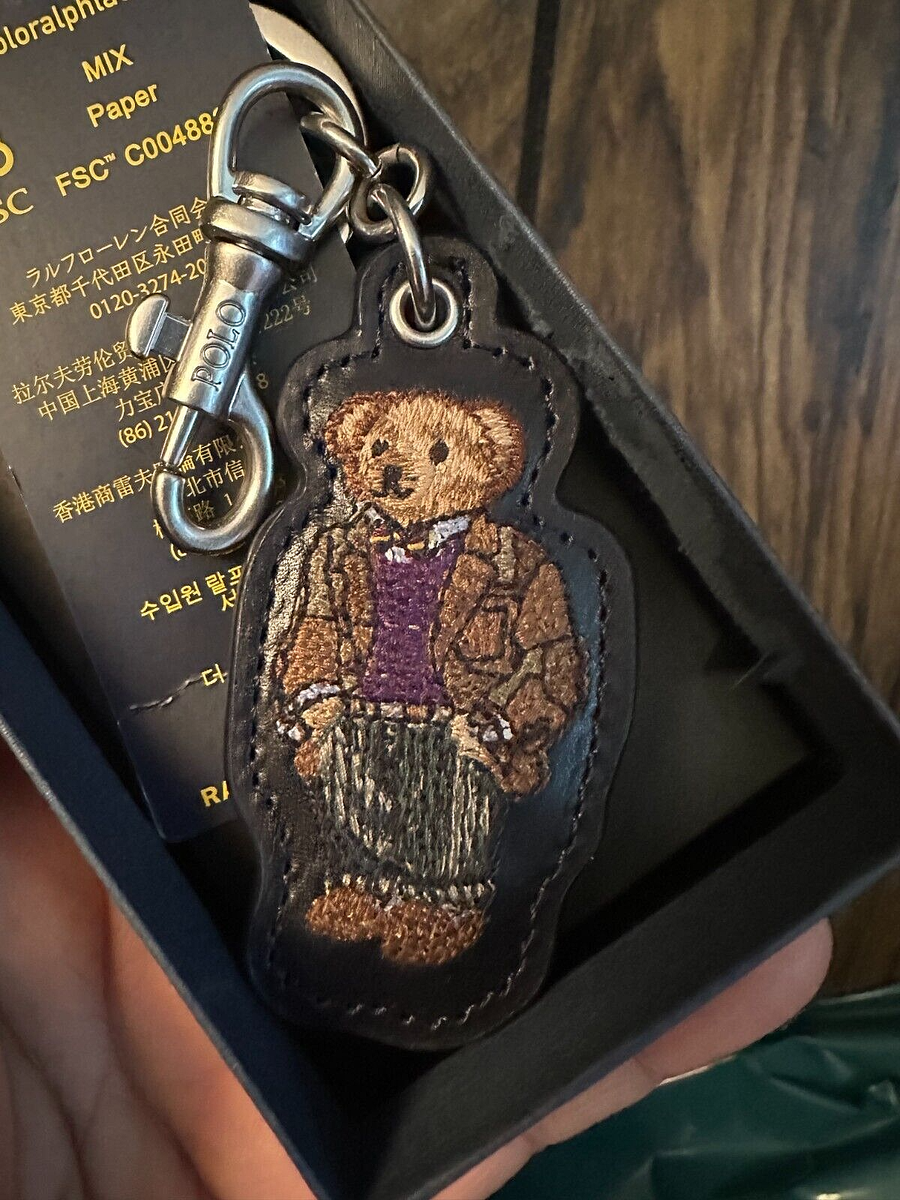 Polo Ralph Lauren Polo Bear Leather Key Fob Charm with Gift Box