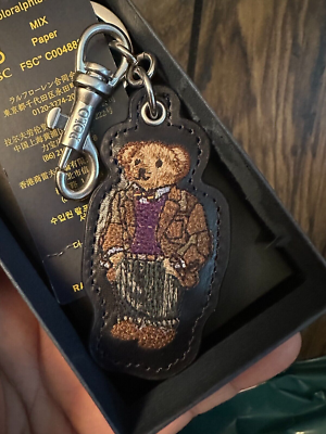 Polo Ralph Lauren Polo Bear Leather Key Fob Charm with Gift Box