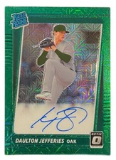 Daulton Jefferies 2021 Donruss Optic Rated Rookie Auto Green Mojo /99 Athletics