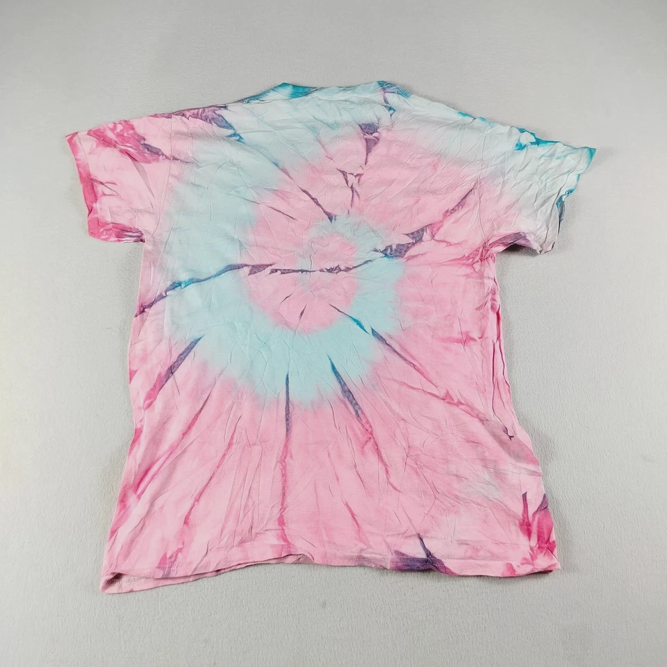 Gildan футболка женщин средний розовый синий 3D цветочный галстук краситель коротким рукавом ворота - Изображение 2 из 4