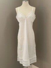 Vintage Sliperfection White Strapped Lace Accents Sz 36 Nylon Slip Nightie Gown