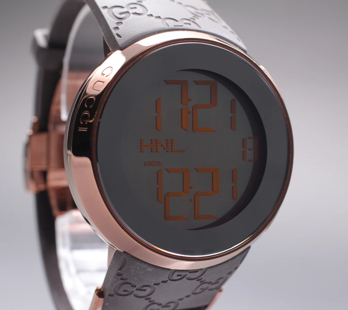 [Presque comme neuve] Montre numérique pour homme GUCCI I GUCCI 316L 114 2 45 mm bronze GG caoutchouc