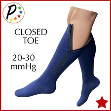 🔴 Presadee Original Navy 20-30 mmHg Firm Zipper Compression Closed Toe Socks