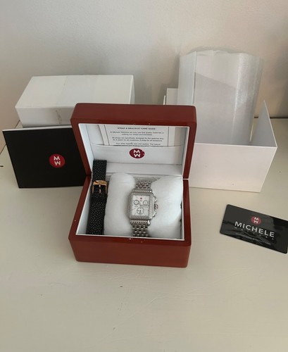 Michele Deco Diamond Mother Of Pearl Dial Women's Watch (with box) with Band - Picture 2 of 8