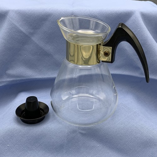 Vtg MCM Corning Ware Small Heat Proof Glass Coffee Carafe Tea Pot 2 Cups Clear - 第 2/12 張圖片