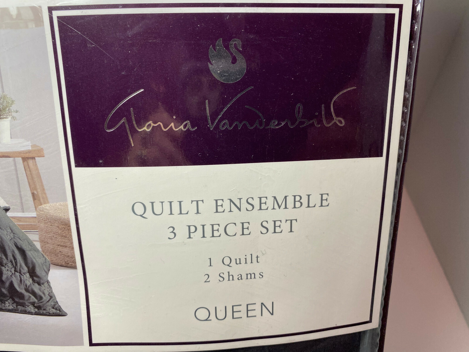 New Gloria Vanderbilt Luxury 3 pc. Queen Quilt Set Ambrose Gray Quilt