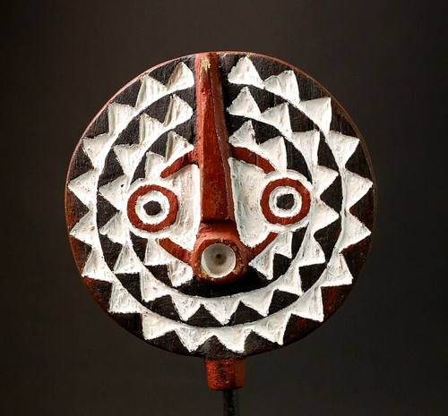 African Bobo Sun Mask Tribal Wall Art Hand Carved Wood Face Decor Ethnic-G2955
