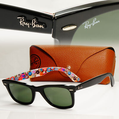 Ray-Ban Wayfarer Prints Sonnenbrille schwarz Serie 4 Tasten RB 2140 1052 240123