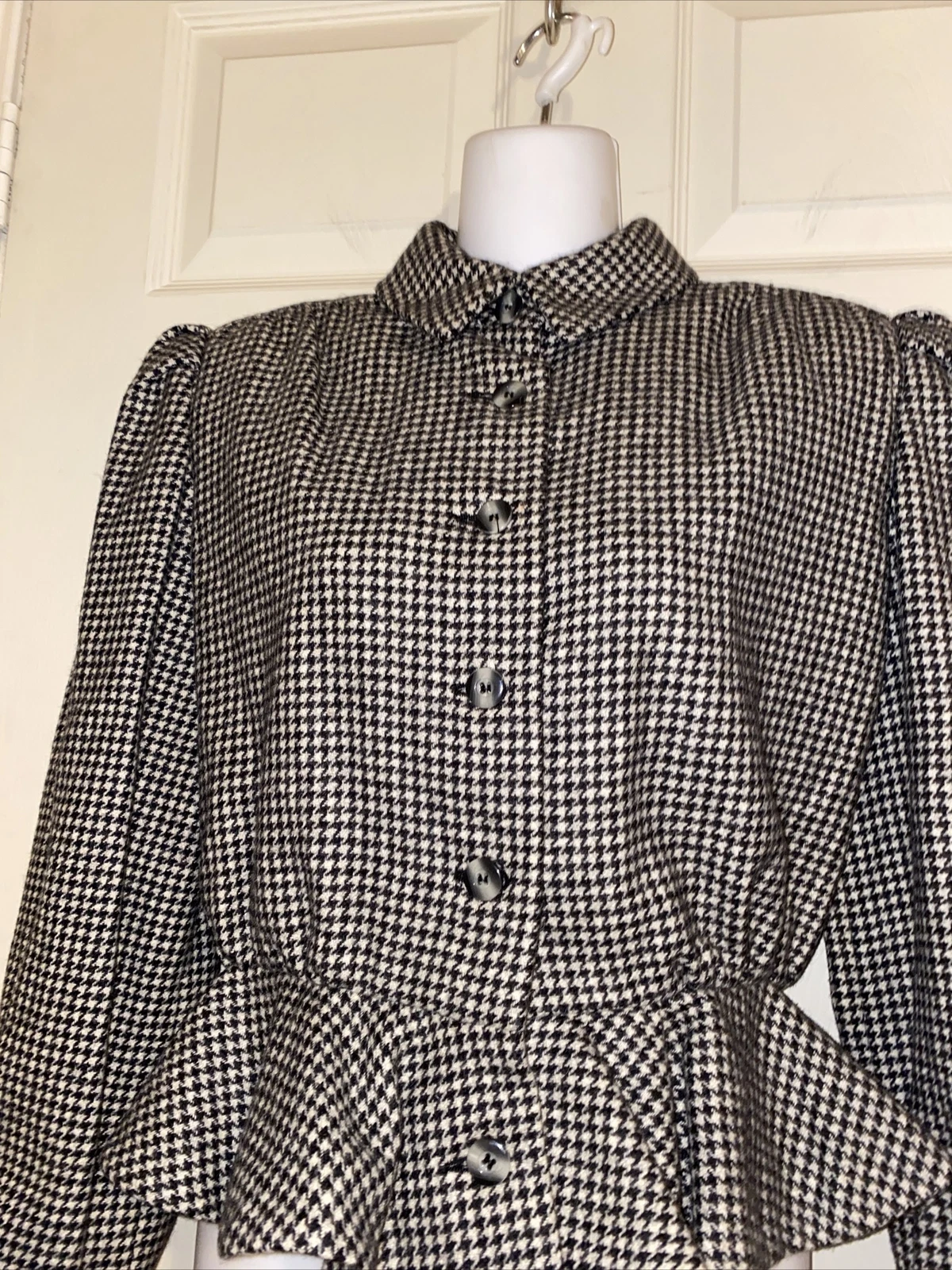 Giacca Tweed VALENTINO BOUTIQUE Couture Vintage 100% Lana Vergine Manica Poeta 12