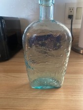 antique aqua glass flask Eagle civil war era. Clear glass beautiful condition