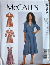 MCCALLS PATTERN 7974  DRESSES  MISSES SIZES 6 8 10 12 14  NEW  UNCUT