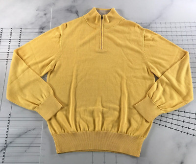 Maus & Hoffman Pullover Herren M Gelb Langärmelig Quarter Zip Pima Baumwolle
