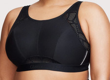 Glamorise Sport 40D No-Sweat Mesh Sports Bra Wire Free 1068 Black