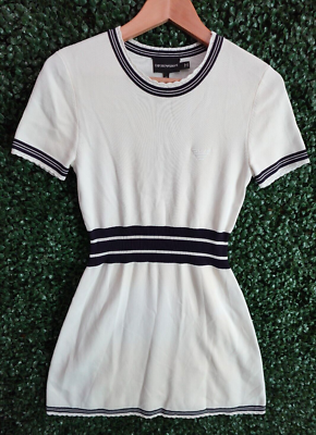 Emporio Armani Retro Knitted Skater White Mini Dress Women's Size 42 NEW  NWT | eBay