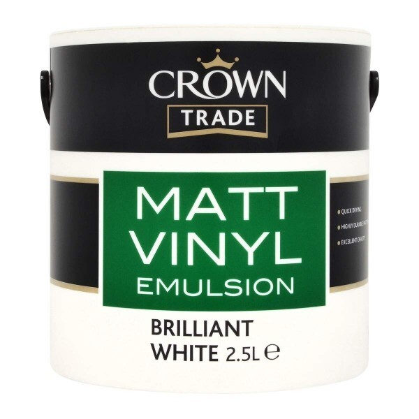 Crown Trade Brilliant White Matt Emulsion 2.5 Litre Flat Matt Finish