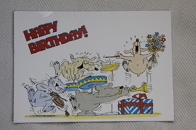 Artist postcard Uli Stein & Gerd Koch, happy birthday, humor, joke, satire, used