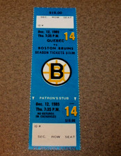 Boston Bruins 12/12/1985 Ticket Stub vs Quebec Michel Goulet 1g Pat Riggin 41 sv