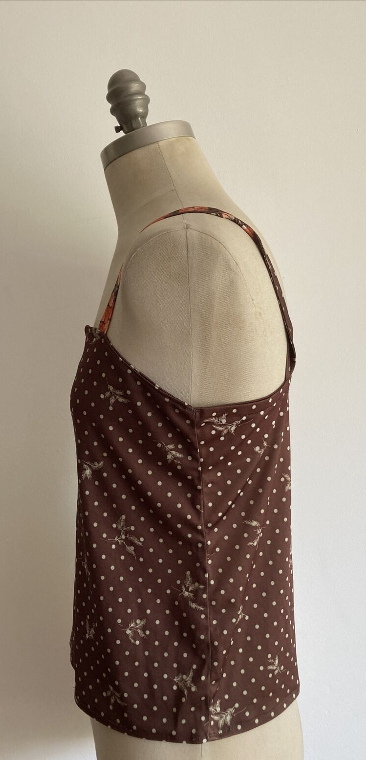 Vintage Mid 1970s Brown Spot Camisole Top, 17" from armpit to armpit 3