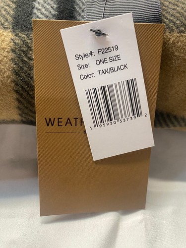 Weatherproof Women's Fleece Hooded Poncho with Pockets One Size Tan/Black Plaid - Picture 8 of 8
