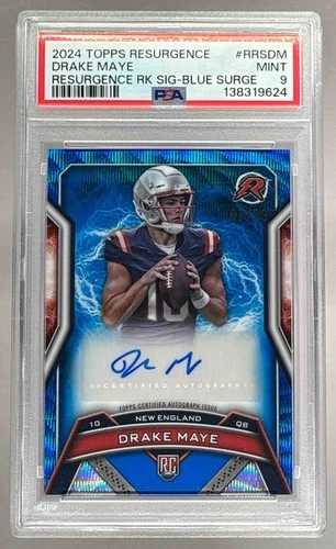 Drake Maye 2024 Topps Resurgence Blue Surge Rookie RC Auto 87/99 PSA 9