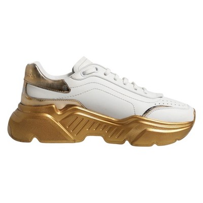 DOLCE & GABBANA Shoes White Gold Daymaster Low Top Sneakers EU36.5