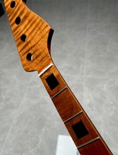 AAAA4strings Jazz BASS 20Fret Roasted Flame Maple guitar neck Black square inlay