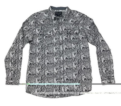 Cody James Western Apparel White Black Paisley Shirt Men's Large Cowboy Snap Up