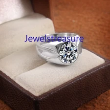 Natural White topaz Gemstone with 925 Sterling Silver Ring For Men #9595