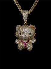 14k Gold Plated Hello Kitty Pendant with Cubic Zirconia