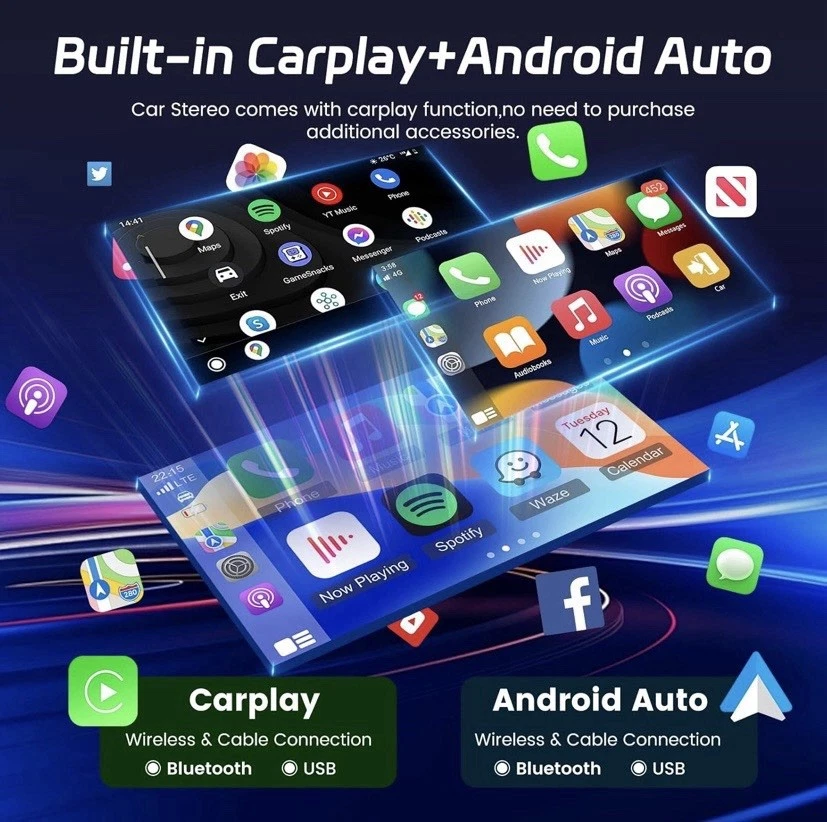 8Core 2G+64G Autoradio per Ford Fiesta 2009-2014 Con GPS Carplay Android Auto,A - Immagine 4 di 4