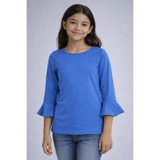 Lauren Ralph Lauren Kids Girls Blue Long Sleeve Ruffle Cuff Tunic Top Size L