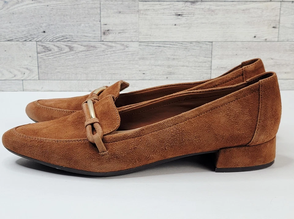 Carolina 9M Easy Spirit Marrón Gamuza Sin Cordones Cojín Cómodo Carrera Mocasines Zapatos Foto 3 de 4