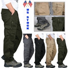Cargo Pants for Men Relaxed Fit with Pockets Baggy Lightweight Rip-Stop Casual