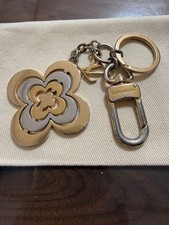 Auth Louis Vuitton M64267 Flower Motif Key Chain Ring Bag Charm Gold Silver