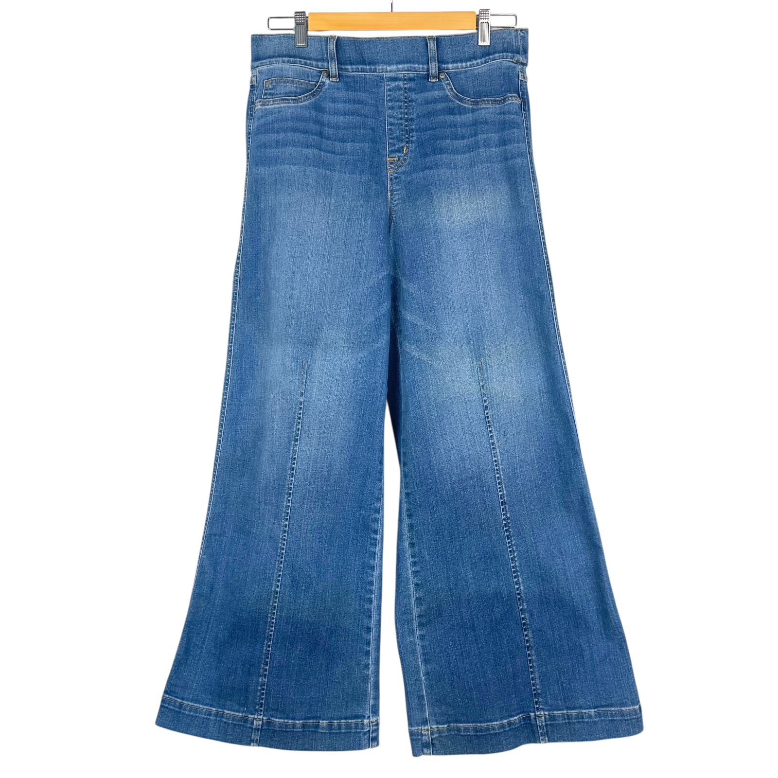 SPANX Wide Leg Jeans Large Vintage Indigo Sculpting Stretch High Rise Denim