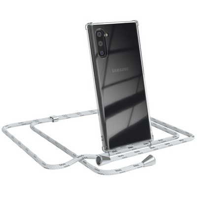 Für Samsung Galaxy Note 10 Hülle mit Kette Band Seil Soft Case zum Umhängen Weiß