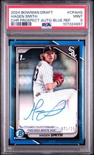 2024 BOWMAN DRAFT CHROME PROSPECT AUTO BLUE REFRACTOR HAGEN SMITH 71/150 PSA 9