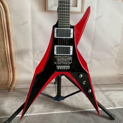 High Quality Solid red&black Electric Guitar Chrome Hardware Heavy Metal Style