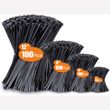Zip Cable Ties Assorted Sizes 4  6  8  12   Heavy duty Nylon Black UV Resistant