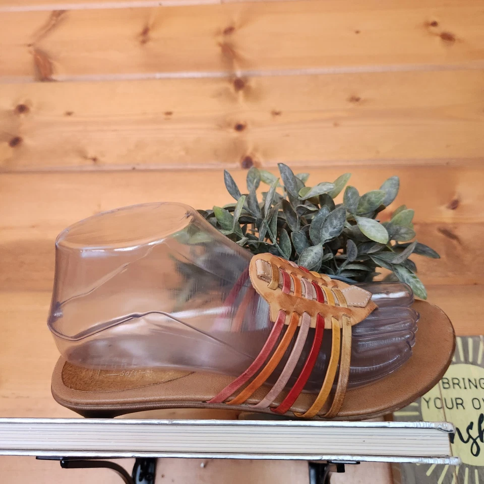 Sandalias Nickels Cuero Suave Tostado Tacón Tirantes Multi Boho Zapatos Deslizables Talla 7.5 Foto 3 de 4
