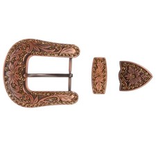 Western Rhinestone Belt Buckle Set for or Leather Craft 1-1/2, Bronze