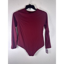 Auden Luxe Stretch Fully Lined Bodysuit XXL Berry Cobbler Burgundy Long Sleeve