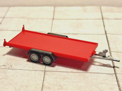 Herpa 052450 - PKW-Anhänger - Transportpritsche - 2-achs Tandem - rot