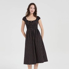 Women Cap Sleeve Boho Midi Dress - Universal Thread Black Floral L:
