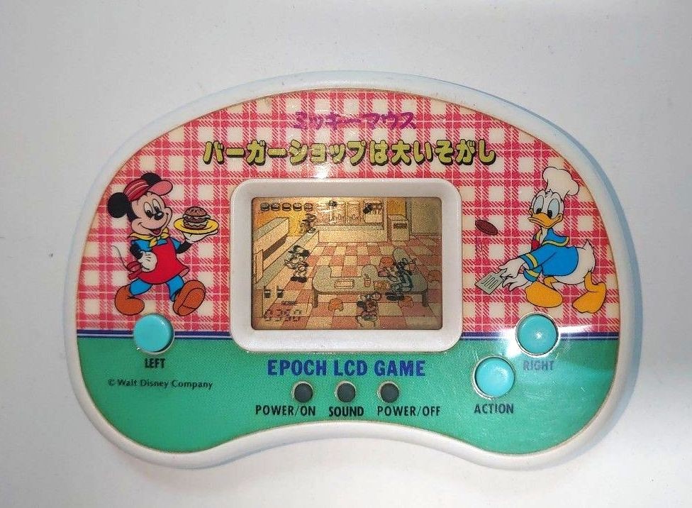 Epoch Mickey Mouse Burger Shop is Busy LCD Game Palette Tested Working Japan JP