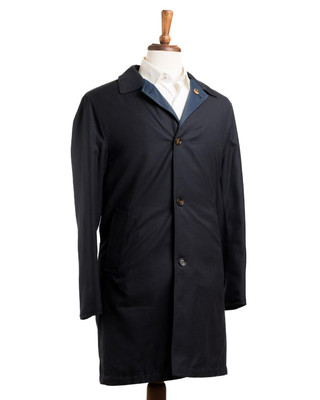 Kired by Kiton NWT $4,100 Blue 'Peak' Virgin Wool Reversible Coat M (50 IT)