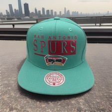 San Antonio Spurs Hat Mitchell Ness "Wordmark" Teal Snapback OG Fit Cap H90