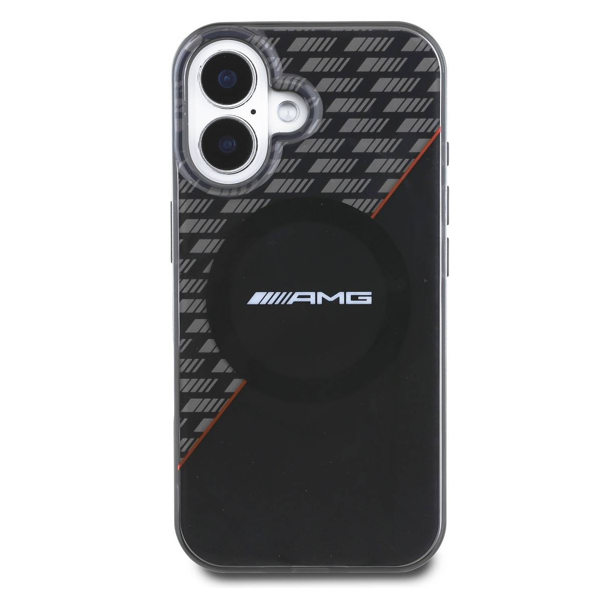 Coque Mercedes-AMG iPhone 16 Plus en cuir matelassé rouge