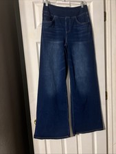 halara flex high waisted pants Wide Leg Pull On Jeans Large TALL DARK WASH READ 