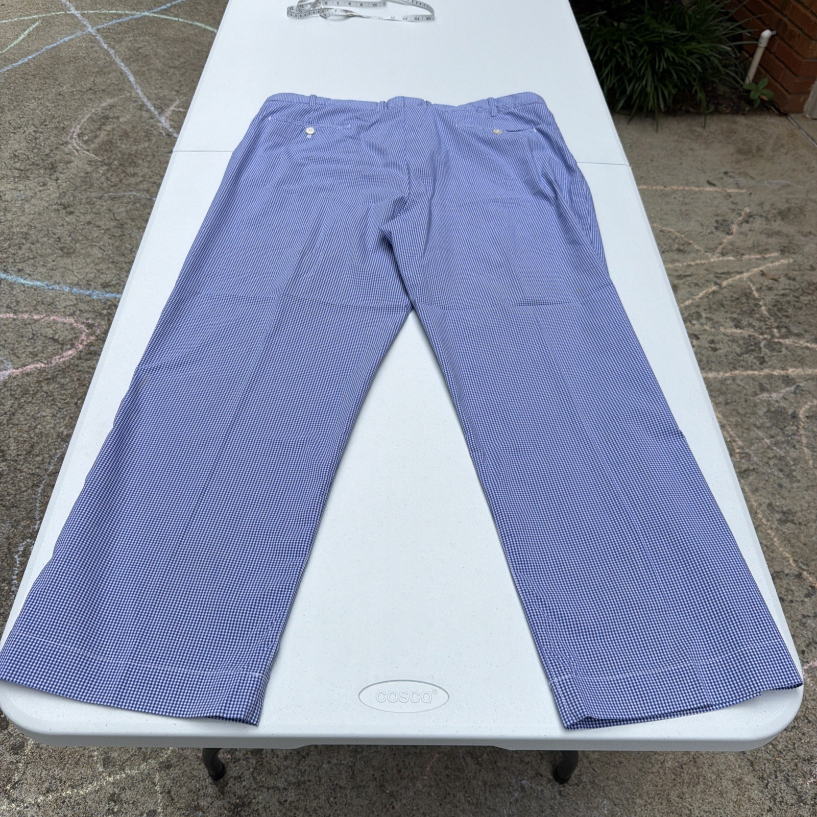 Vintage Polo Golf Ralph Lauren Men's Blue and White Gingham Pants Size 40x30 image 5